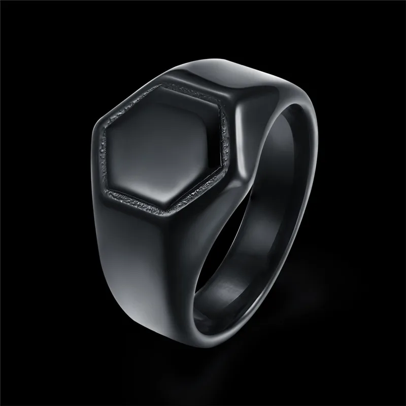 Men Rings Allencoco Classic Gun Plated Black Polished Fashion Finger