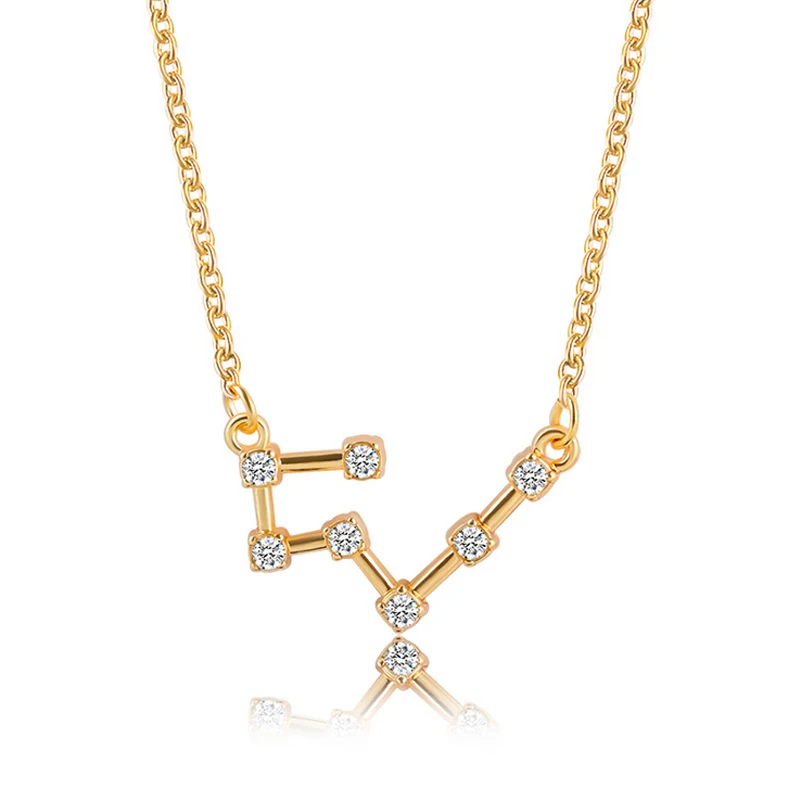 Poputton 12 зодиака золотого цвета серебряные ожерелья и подвески ювелирные изделия для мужчин и женщин Стразы на цепочке колье Femme