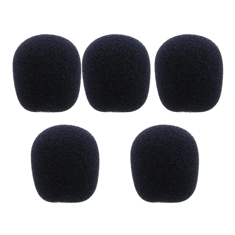New 5PCS Microphone Headset Foam Sponge Windscreen Mic Cover 5 Sizes Black Soft Microphone
