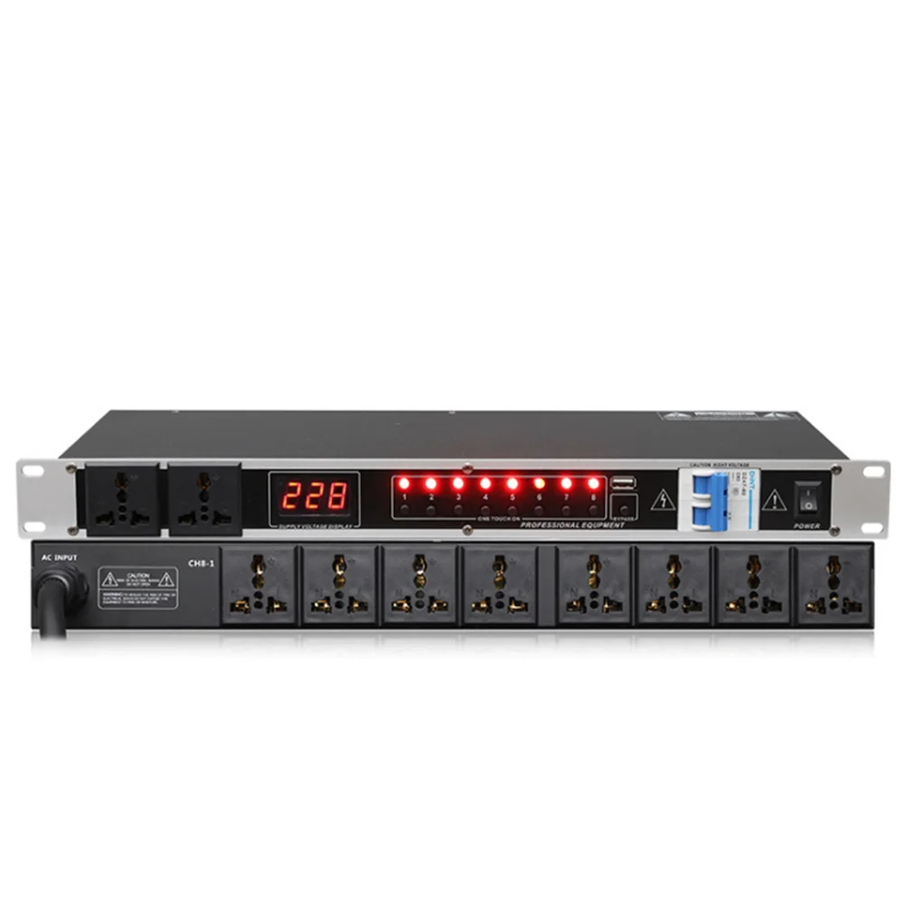 Professional stage 8 10 way power sequencer socket order management controller air switch SR 820