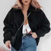 Новинка, модное женское пальто из искусственного меха, осенне-зимняя куртка на молнии с длинным рукавом, повседневный жилет из овечьей шерсти черного цвета, большие размеры 3XL