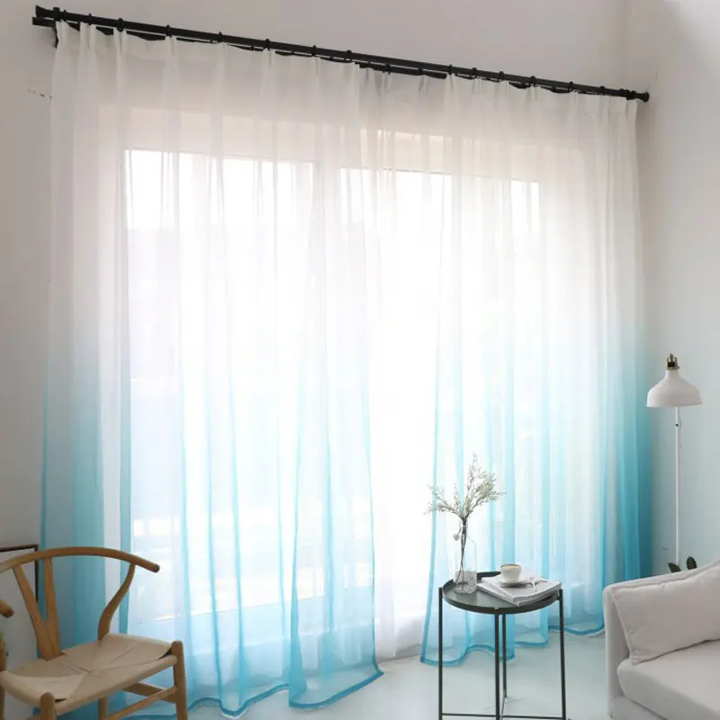 Градиентные цветные тюлевые занавески s для гостиной, домашний текстиль, украшения для детской спальни, кухонные оконные шторы, обработанная панель