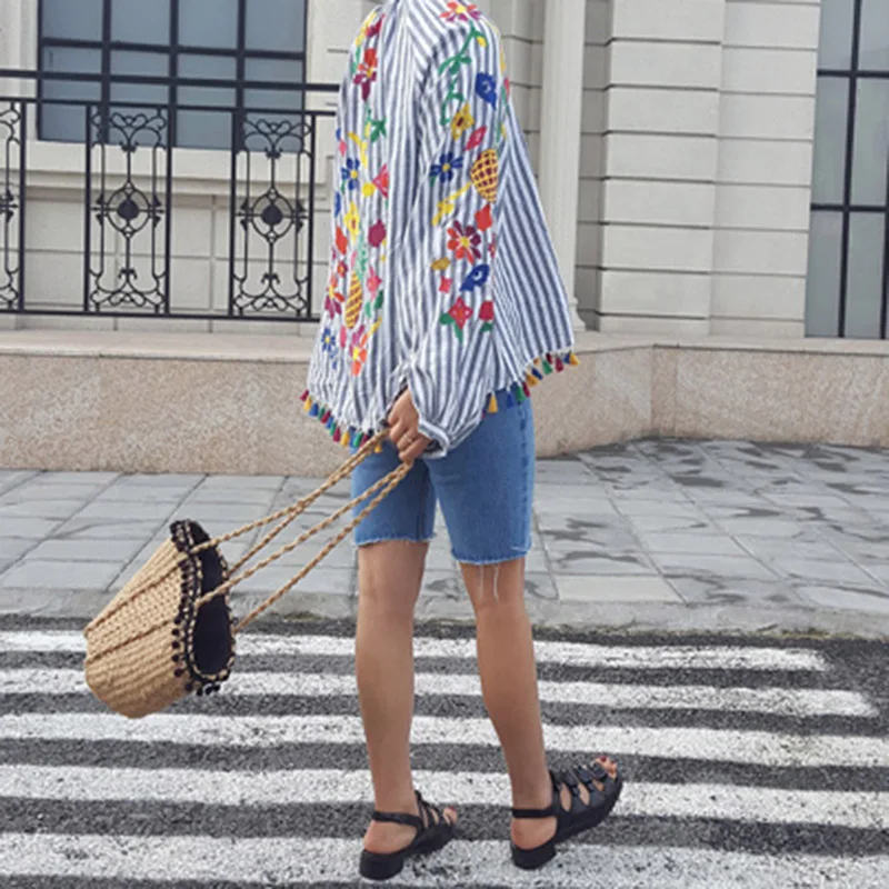 Women Beach Bag 2017 Bohemian Straw Bags Handmade Summer Travel Tote Drawstring Basket Vacation Shopping Handbags SS0282 (5)