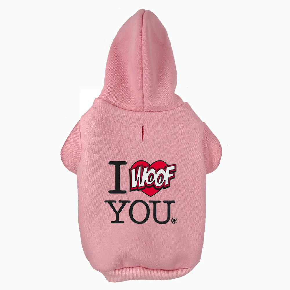 I WOOF YOU Printed Pet Puppy Dog Clothes Hoodies Jumpers Tracksuits for