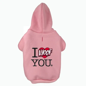

I WOOF YOU Printed Pet Puppy Dog Clothes Hoodies Jumpers Tracksuits for Chihuahua Teacup Care and Large Dogs