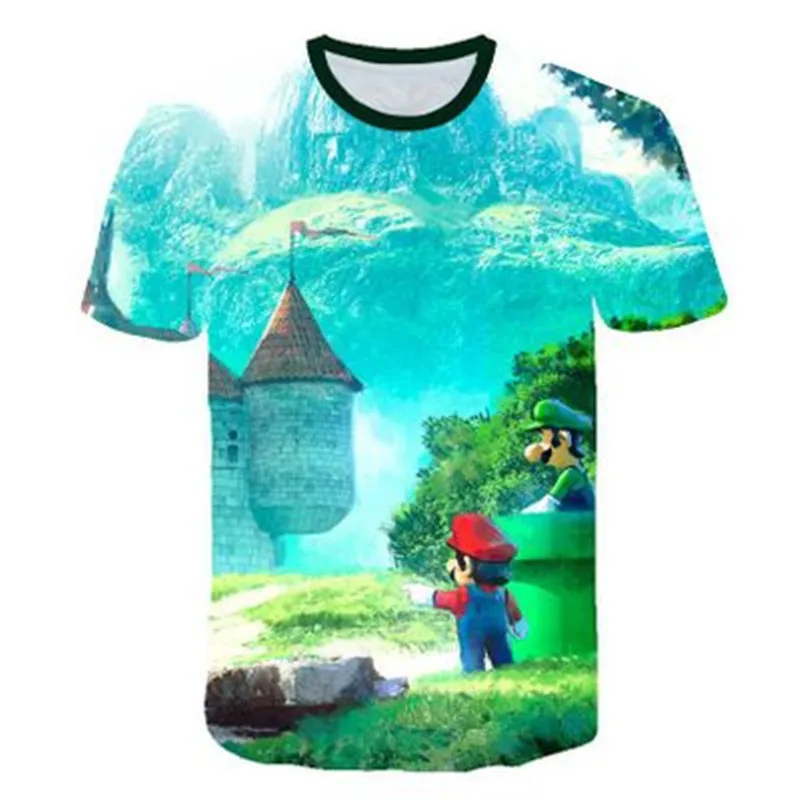 Детская футболка с 3D принтом Марио, летняя повседневная рубашка для мальчиков и девочек, модная детская футболка с короткими рукавами