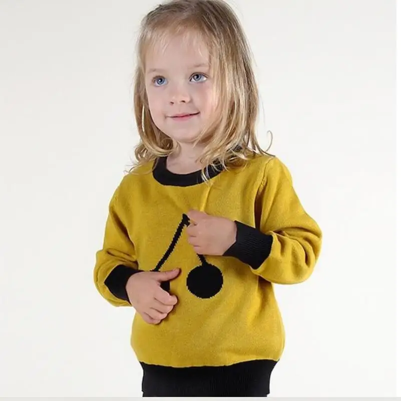 Baby Girl Sweater Yellow Cherry Girls Kids Autumn Winter Toddler