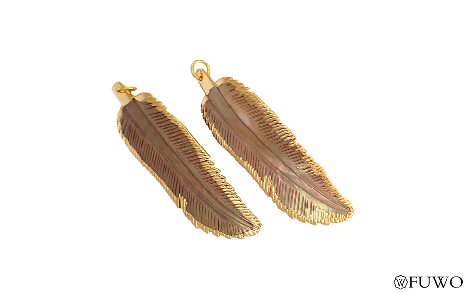 Natural Feather Shell Pendant 10