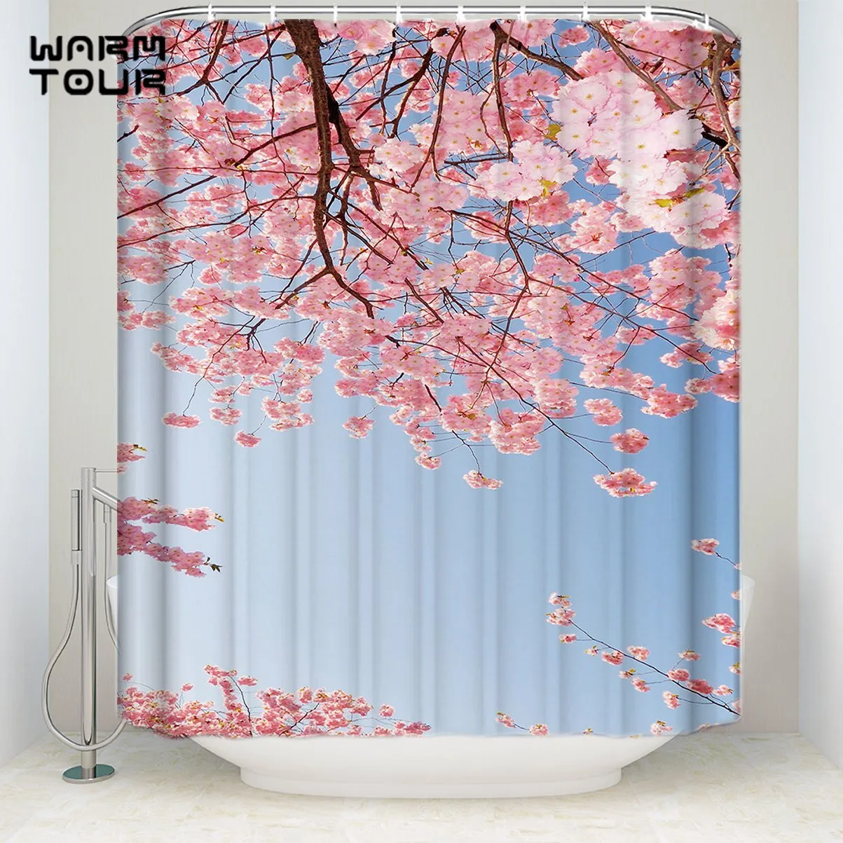 Bath Shower Curtains 48 x 72 Inches Beautiful Sakura Cheery Blossom Sky