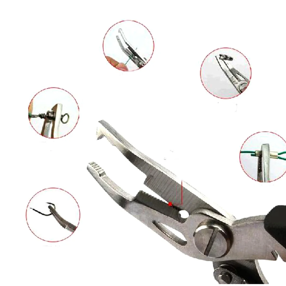 1PC Durable Portable Multifunctional Stainless Steel Fishing Pliers Split Ring Scissors Wire Line Cutter Hook Removers