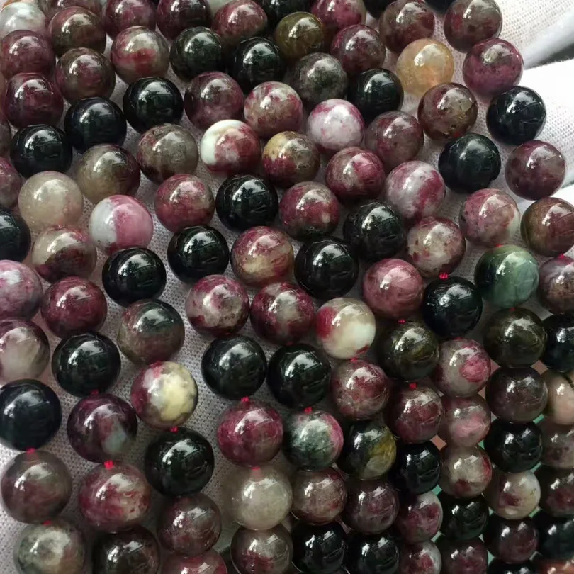 

Natural Round Rainbow Genuine Tourmaline Stone Beads Spacer Colorful Tourmaline Beads For DIY Jewelry Making 6/8/10/12mm Round