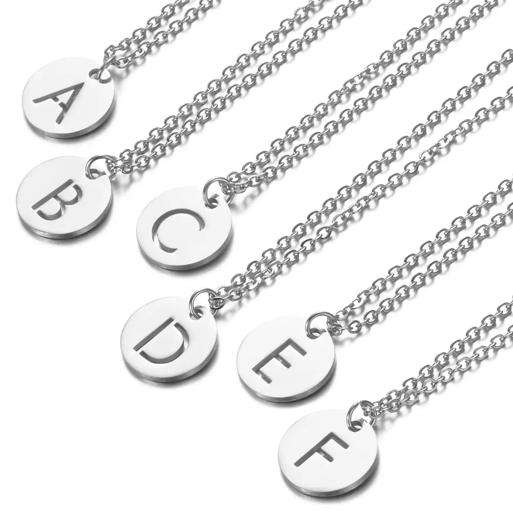 

Dovolov New Hollow Letter Necklace Stainless Steel Necklaces For Women Fashion Personalized necklace For Girl Gift D327