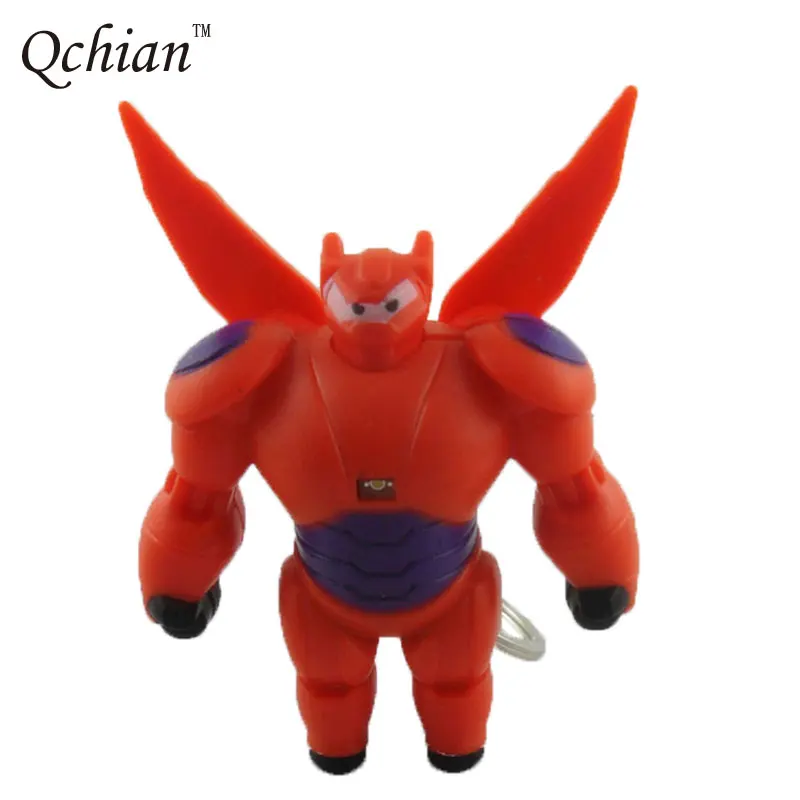 

Movie The Avengers Alliance Superhero The Big Hero 6 Led Keychain Sound Light PVC Keyring Holder Action Figure Toys Boy Gift