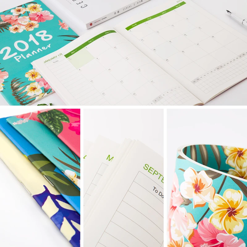 Agenda год милый календарь с цветами блокнот-органайзер для студентов дневник для ежедневника ежемесячный планировщик блокноты канцелярские товары А4