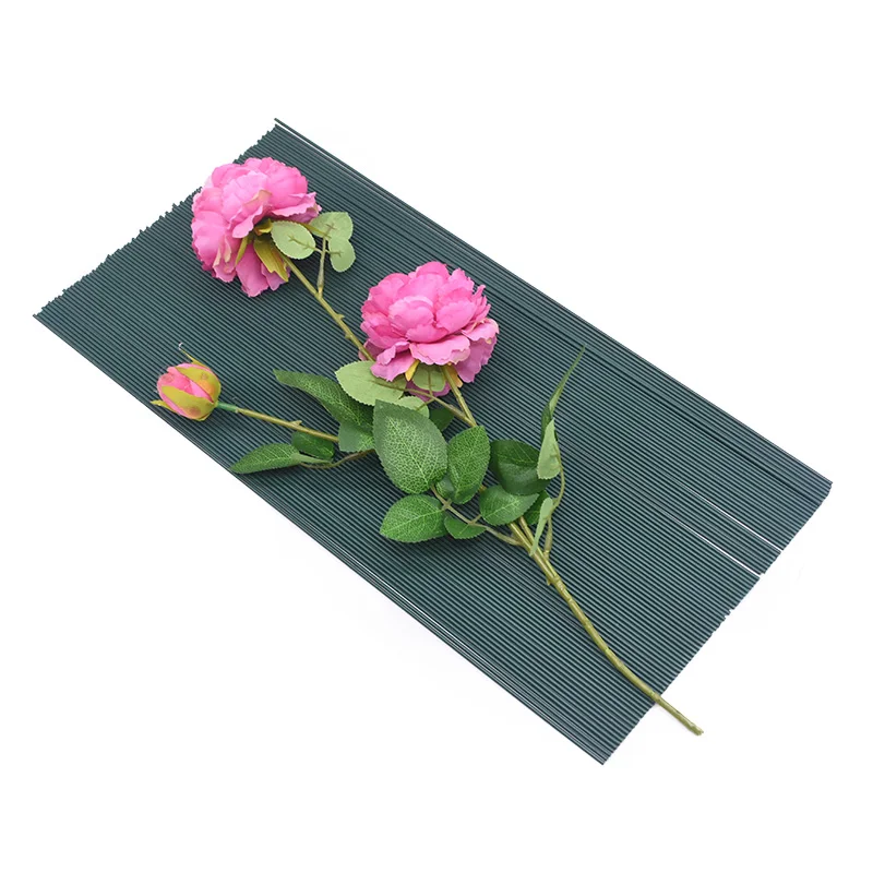 20pcs 15/25/40cm DIY Floral Wire Stem Artificial Flower Green Stem Material Handmade Accessoies for Wedding Decoration Art Craft