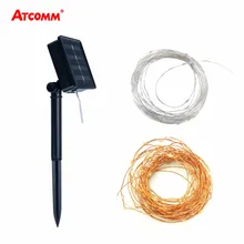 Светодиодный светильник на солнечной батарее, Рождественская гирлянда, наружное освещение, 10 метров, 100 светодиодный s IP67 RGB светодиодный медный гирлянда, сказочные огни, праздничная гирлянда