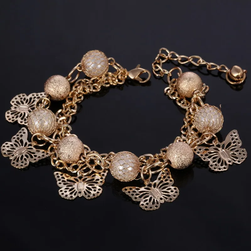 

Personality Women Simulated Pearl Bead Bracelet Long Strip Metal Charm Female Bracelet Stainless Steel Gold Color Jewelry Gifts