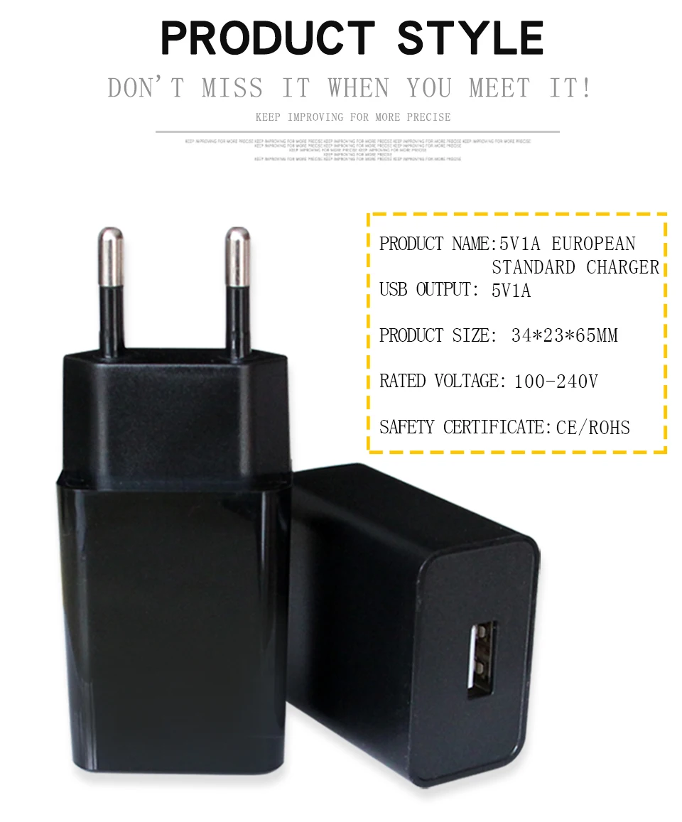 5V1A USB EU Charger Travel In Europe France Germany Korea Sweden Wall charger EU Adapter Plug Electronic Device Charging (3)