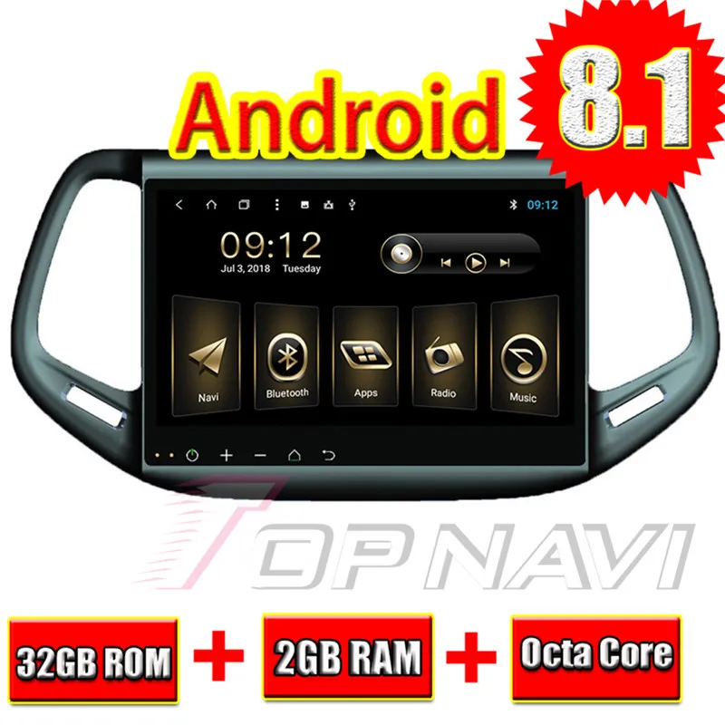 Auto Plug&ampPlay Players for JEEP Compass 2016 10.1'' Android Topnavi Car Navigation GPS Multimedia support Mirror link |