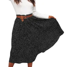 Уникальная Новая модная женская плиссированная юбка с принтом в горошек, длинная юбка-макси в стиле бохо для вечеринки, юбки для девочек с высокой талией