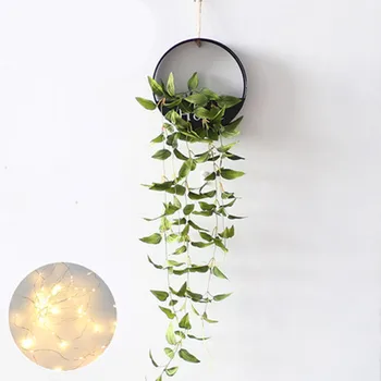 

Simulation Green Plants Wall Hangings Wine Cabinet Living Room Desk Ornaments Bedroom Home Decor (Give fireworm Lamp ) M1034