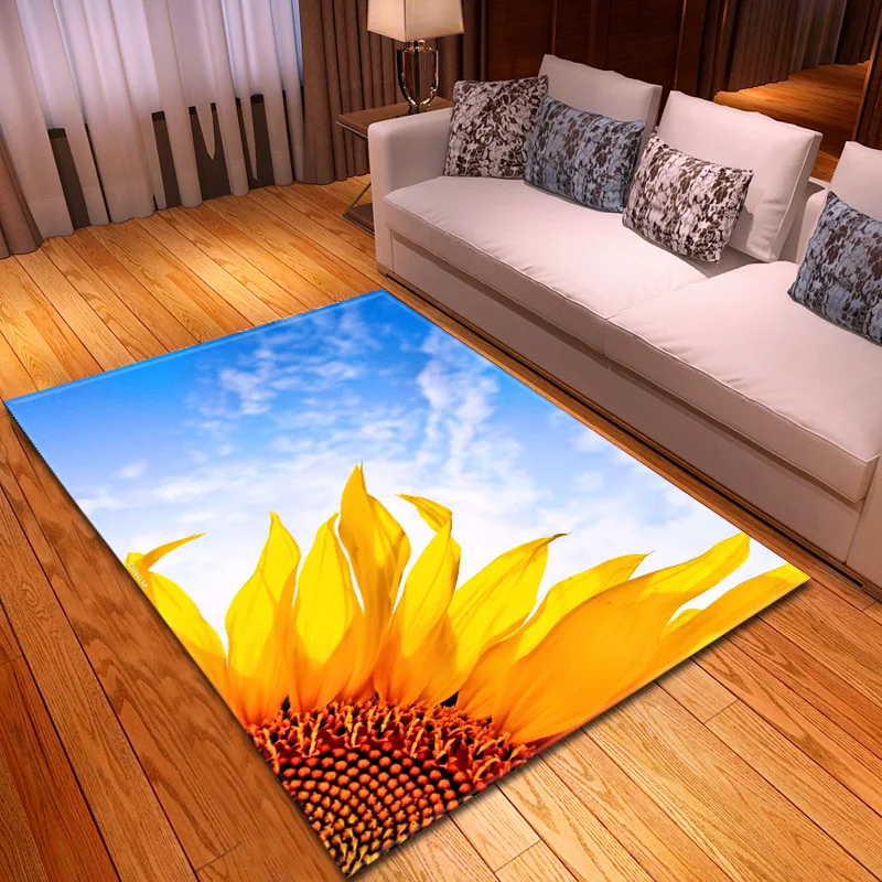 3D ковер с цветами розы для гостиной спальни Зеленый цветочный коврик большого