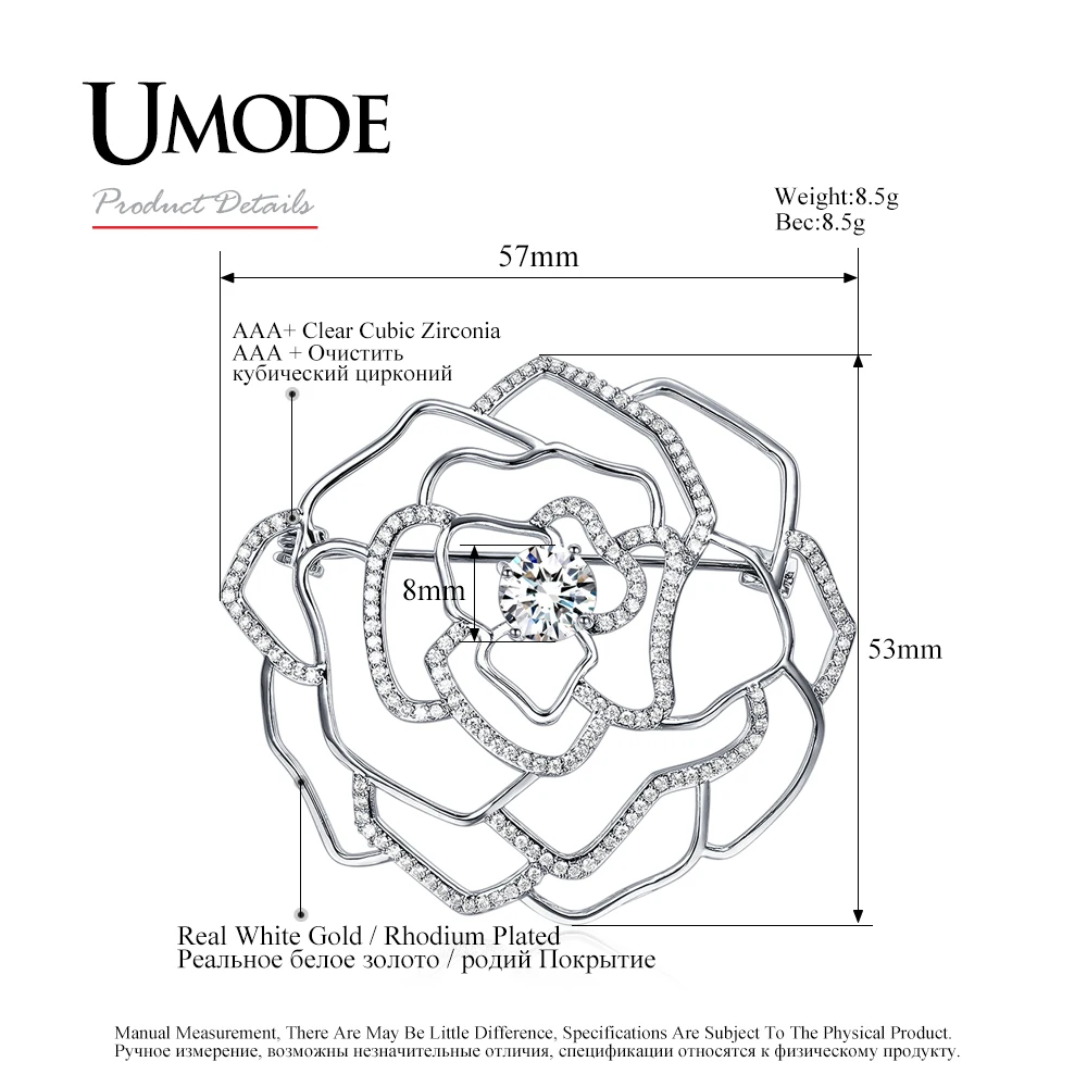 UMODE в форме розы, большие винтажные броши и булавки для женщин, ювелирные изделия для свадебной вечеринки, рождественские подарки, женские броши UX0017