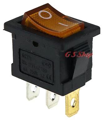 Yellow 3PIN 1 шт. KCD1 2PIin 3Pin Лодка Автомобильный кулисный переключатель 6A/10A 250 V/125 V AC красный желтый зеленый синий черный кнопка Лучшая цена KCD1 - Цвет: Yellow 3PIN