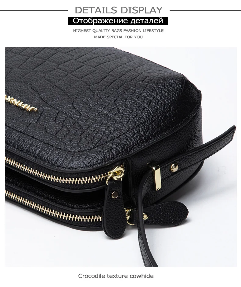 Jianxiu marca feminina ombro crossbody crocodilo padrão