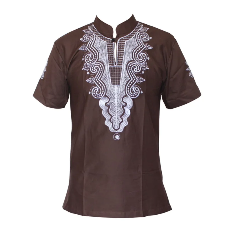 Dashikiage 5 цветов африканская мода для мужчин/wo мужчин Уникальный дизайн вышивки Повседневная футболка классный наряд топы высокого качества - Цвет: CAMEL