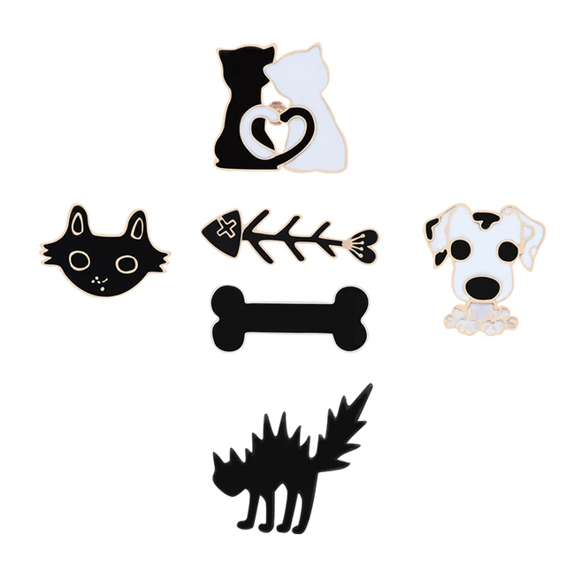 Cartoon Animal Brooch Pin, Couple Fishbone Enamel Pins For Clothes Collar,  Backpack, Metal Badge