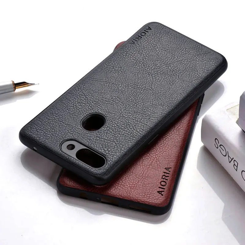 

Case for oppo r15 pro Realme 2 A5 funda luxury Vintage Leather cover with silicone capa for oppo r15 pro Realme 2 A5 case coque