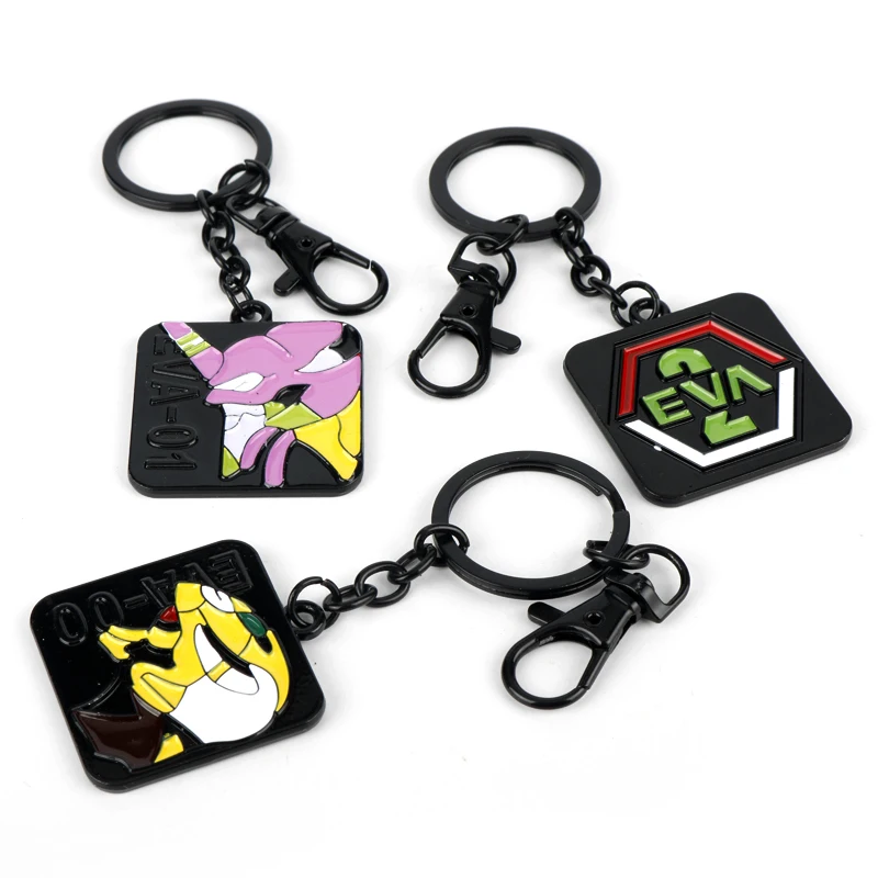 

Anime NEON GENESIS EVANGELION Keychain EVA 01 02 03 Colorful Key Chain Cartoon Pendant Jewelry For Women Men Choker Keyring Gift