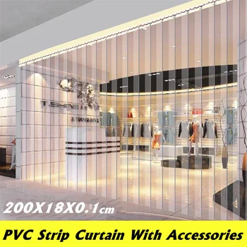 

PVC Plastic Strip Curtain Freezer Room Door Strip Kit Hanging Rail Transparent Curtains Windproof Heat Cold Resist 200*18*0.1cm
