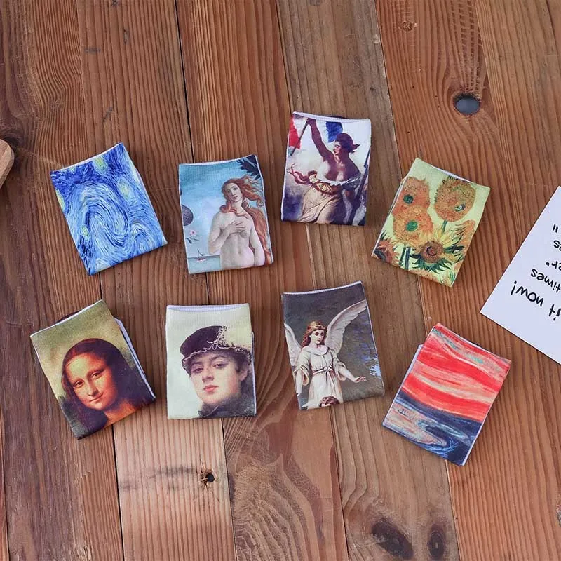 [WPLOIKJD]3D Print Art Abstract Oil Painting Harajuku Van Gogh Socks Japanese Ankle Socks Women Creative Meias Calcetines Mujer