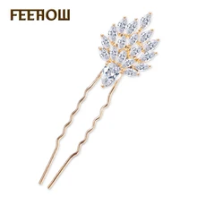 FEEROW Marquise Zircon Stackable Hair Jewelry Bride Wedding Headpieces Exquisite Hairpins For Women FWHP032