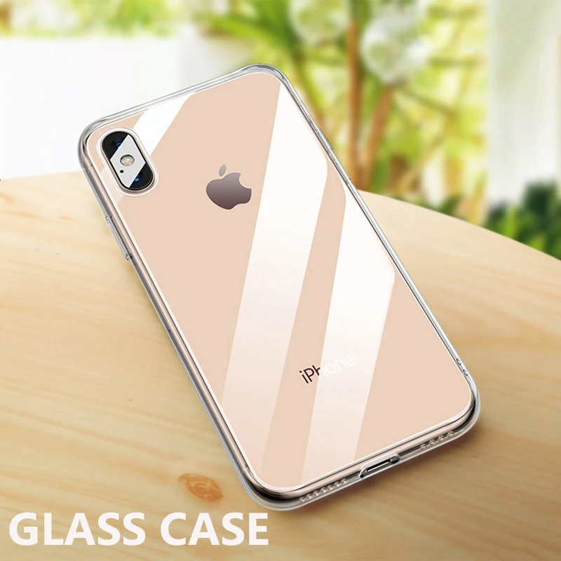 Suntaiho Ultra Thin Transparent Glass Case For iPhone 7 plus XR Cases Luxury Back Glass For iPhone XS MAX 8 plus Cover Soft Edge Suntaiho Ultra Thin Transparent Glass Case For iPhone 7 plus XR Cases Luxury Back Glass For iPhone XS MAX 8 plus Cover Soft Edge