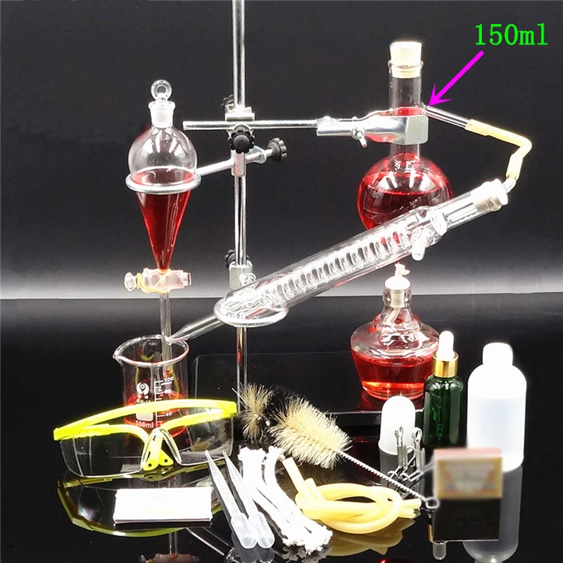 

Small Size 150ml Glass Essential Oil Steam Distilling set Lab Apparatus Hydrosol Distillation Chemistry teaching equipment