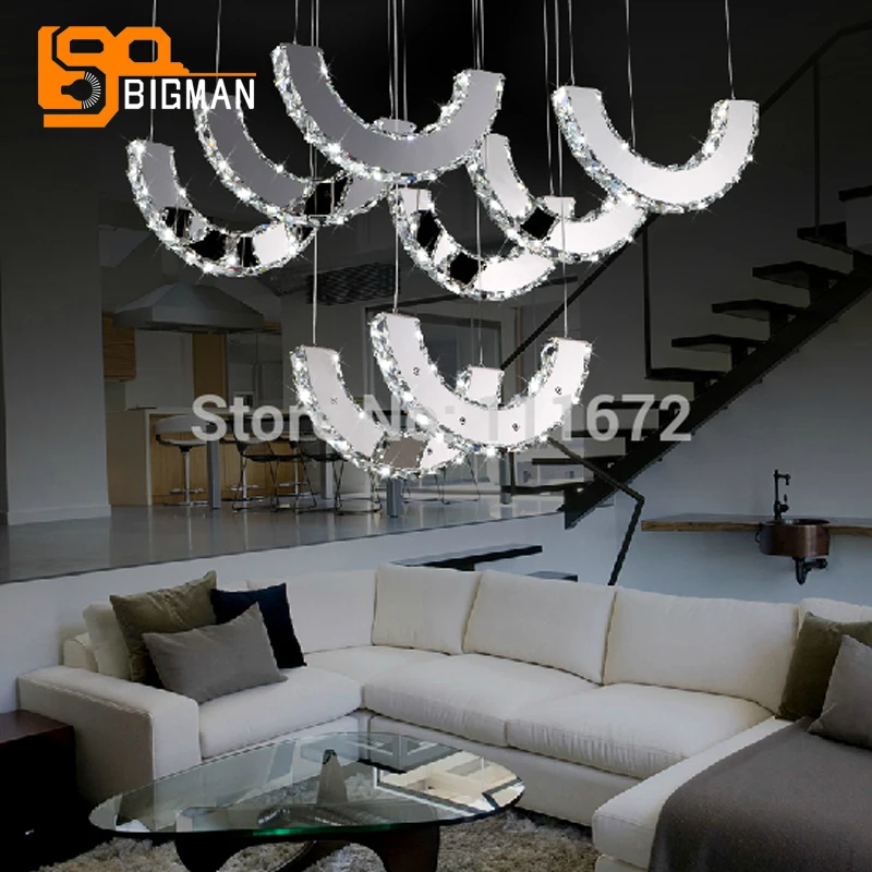 

New Modern C design LED crystal Chandelier Light Fixture hanging Living Room dinning room LED Lighting