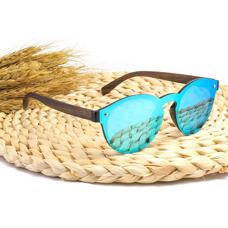 Круглые деревянные солнцезащитные очки без оправы для женщин и мужчин, поляризационные солнцезащитные очки с треугольным сложенным деревянным зерном чехол 1502