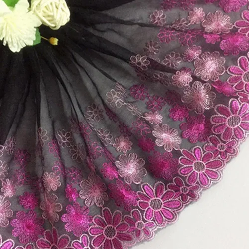 2 ярда нигерийские кружевные ткани с вышивкой высокого качества DIY ремесло и шитье платье одежда африканская кружевная ткань цветок - Цвет: 14 wide20cm