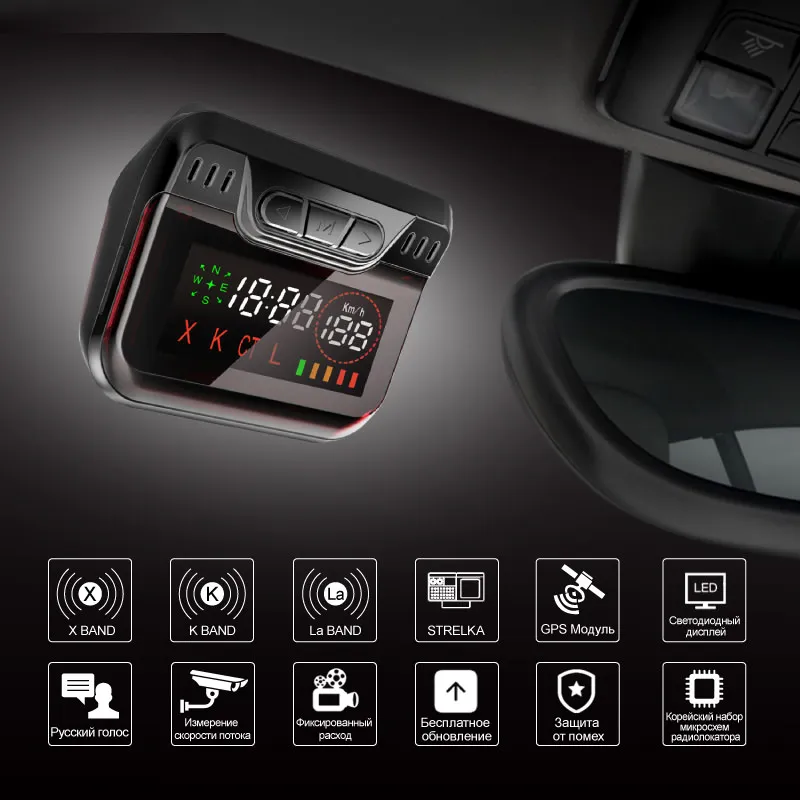 Ruccess STR S900 Radar Detectors Led 2 in 1 Radar Detector for Russia with GPS Car Anti Radars Police Speed Auto X CT K La