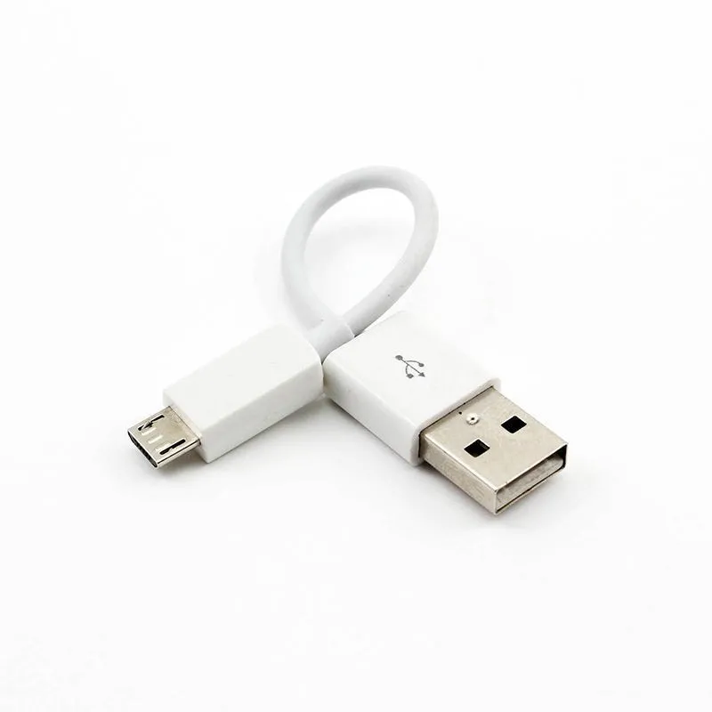 10 см Мини Micro USB порт Sycn кабель для передачи данных Шнур Полезная USB зарядная Кабельная линия ультра короткая черная белая опция - Цвет: Белый