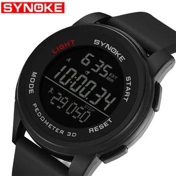 

SYNOKE 3D Pedometer Men's Watches Man Outdoor Sports Digital Wrist Watch Waterproof Alarm Watch Men Dual Time 12/24 Hours