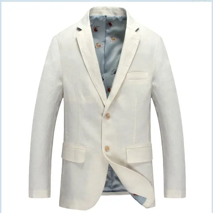 New Arrival Spring And Autumn Linen White Casual Fashion Single Thin Blazers Men Suits Mens Size M L XL XXL XXXL - Цвет: b