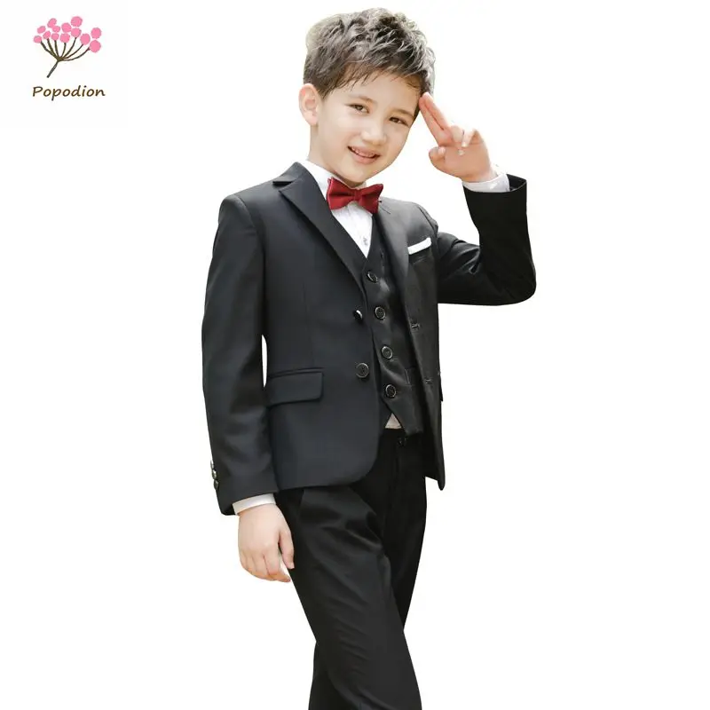 

Popodion party attire children's suit jacket host elegant boy suit child 5-piece set WED90520