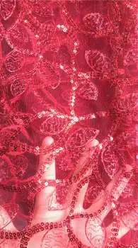 

yaking-7.4303 embroidered Mesh Tulle fabric Factory price sequins Nigerian lace fabrics
