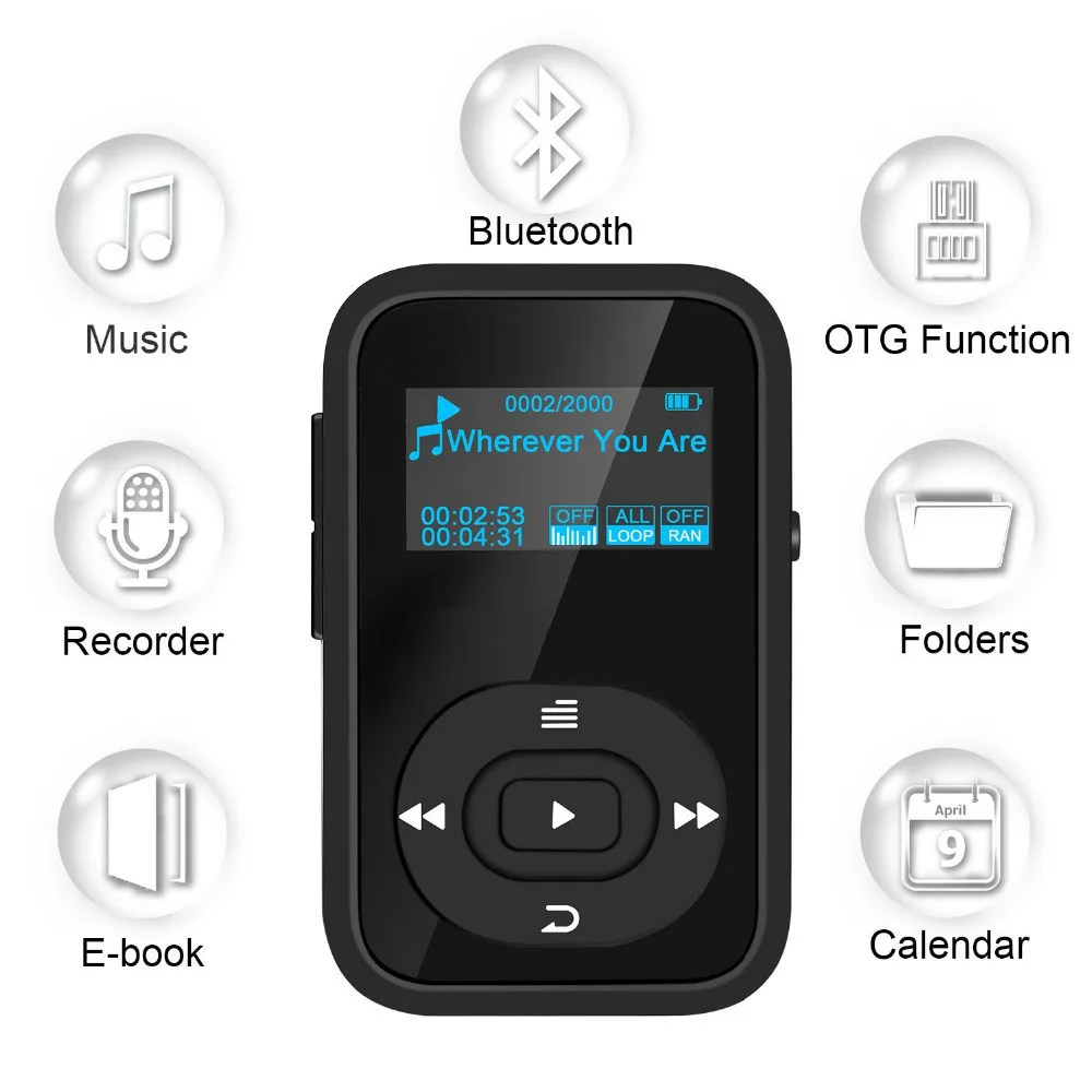2020 оригинальный спортивный MP3 плеер с клипсой Bluetooth 8 ГБ музыкальный без потерь