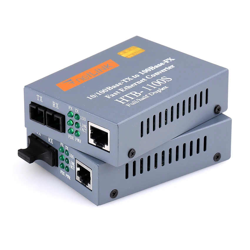 

1 Pair Media Ethernet Converter 10/100Mbps Single-mode SC Fiber Optical Fiber Media Converter, Built-in Power Supply