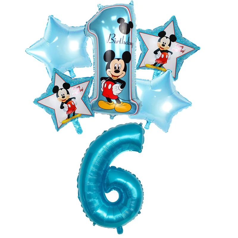 6 шт. Микки Минни набор воздушный шар 32 дюйма количество Globos Свадебные украшения на день рождения Детские игрушки Микки Маус вечерние воздушные шары - Цвет: 6pcs blue